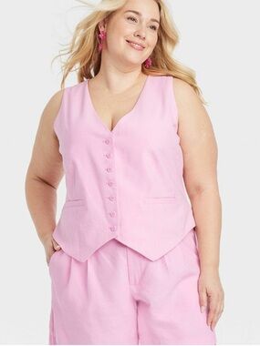 NWT A New Day Linen Vest sz 1X